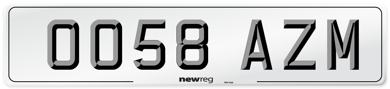 OO58 AZM Number Plate from New Reg